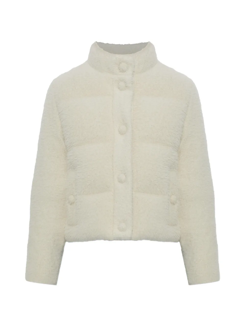 Moncler quilted logo-patch jacket Beige