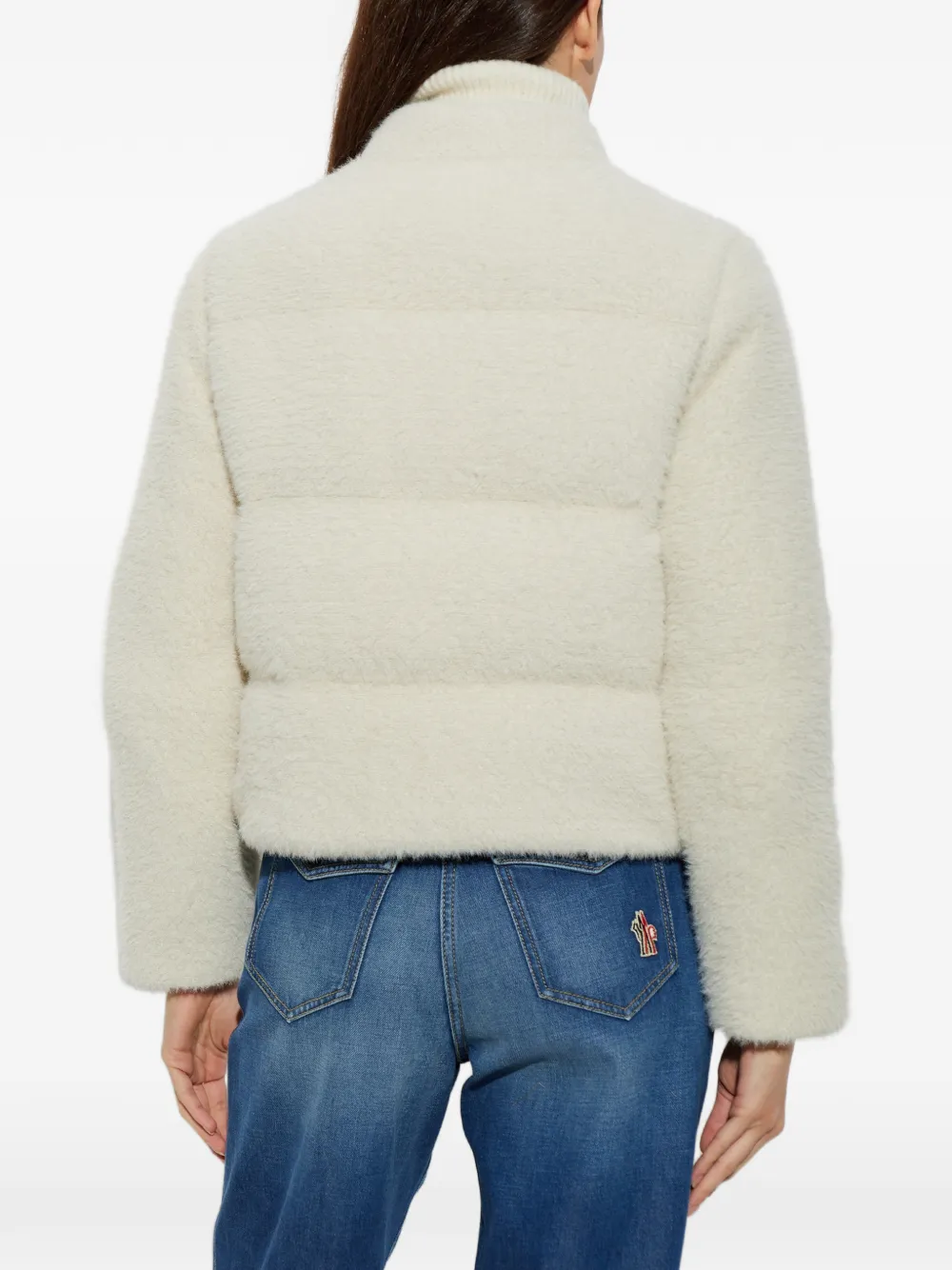 Moncler quilted logo-patch jacket Beige