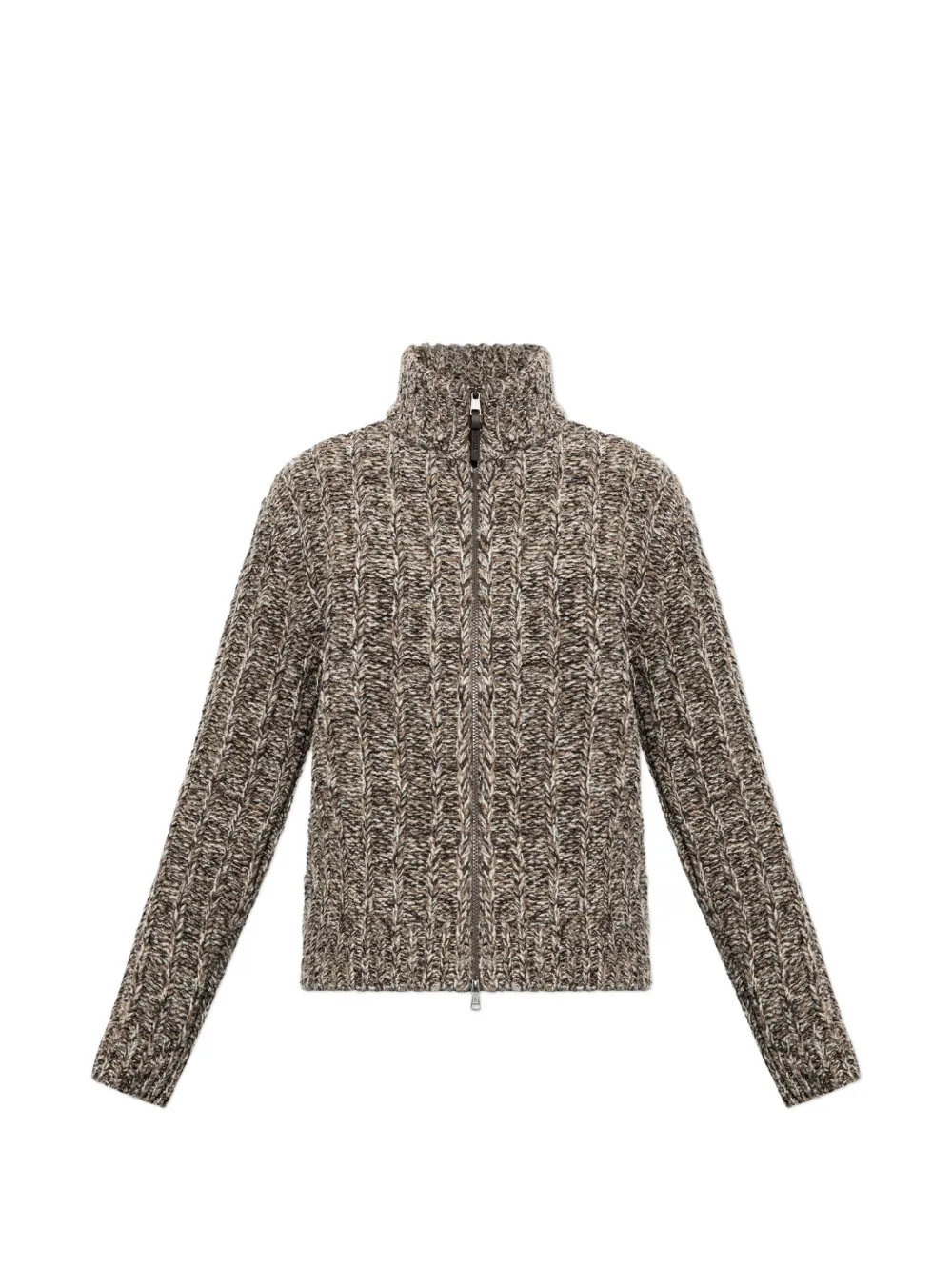 Moncler wool blend bouclé zip-up cardigan Bruin