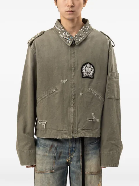 PROTOCOL INDEX studded distressed shirt jacket