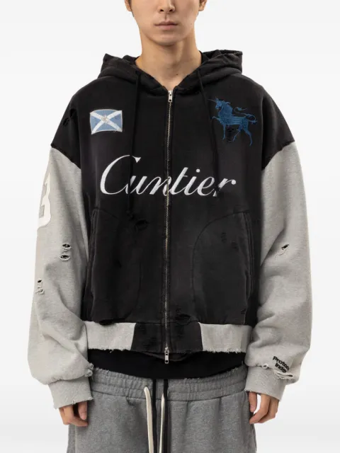 PROTOCOL INDEX Cuntier distressed panelled hoodie