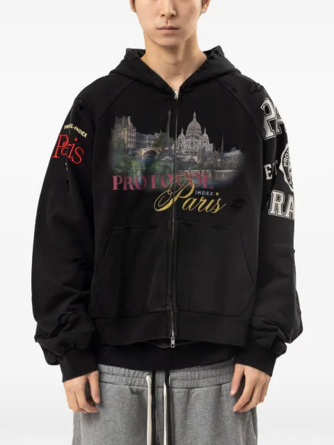 PROTOCOL INDEX Paris Reconstructed zip-up hoodie