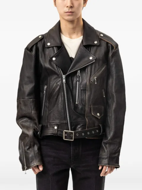 PROTOCOL INDEX reconstructed biker leather jacket