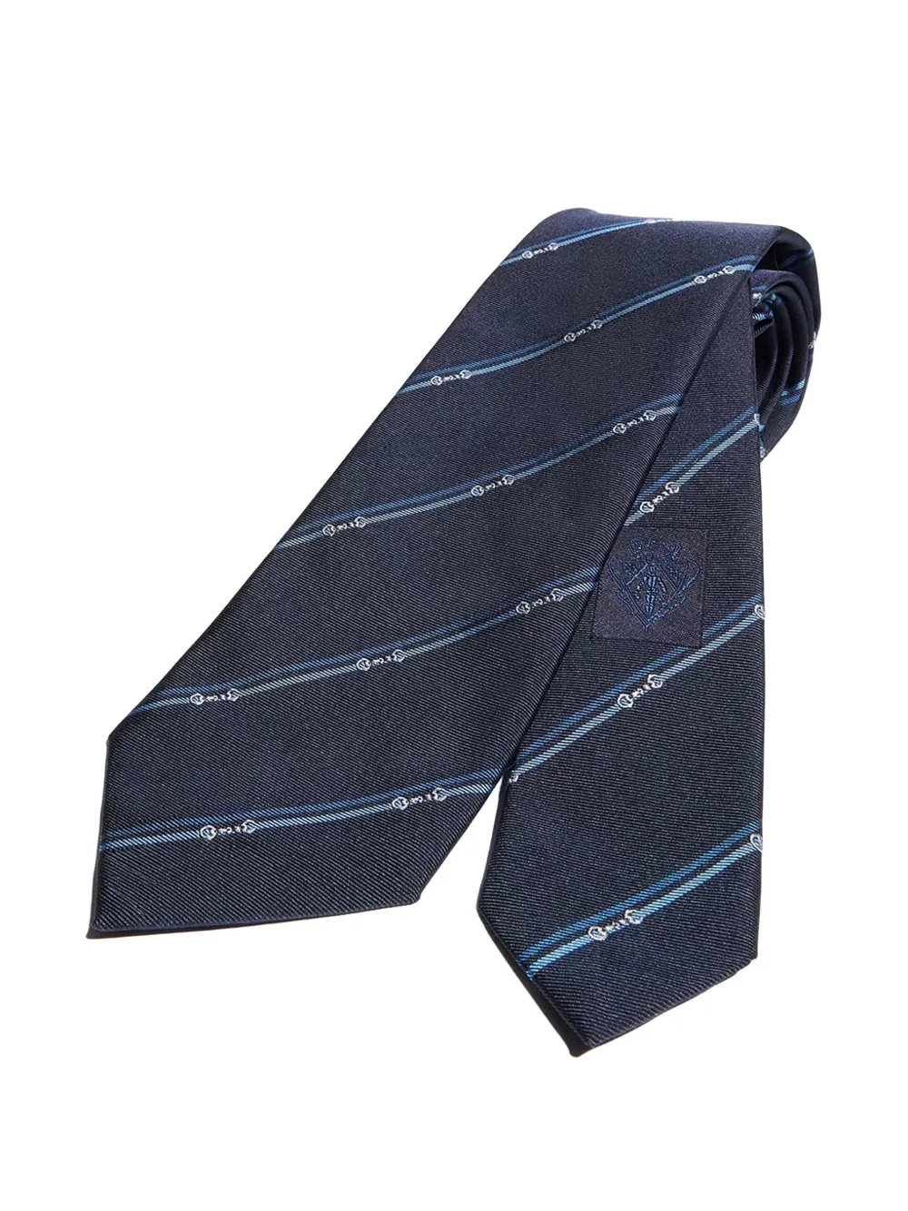 Gucci diagonal Horsebit silk jacquard tie Blauw
