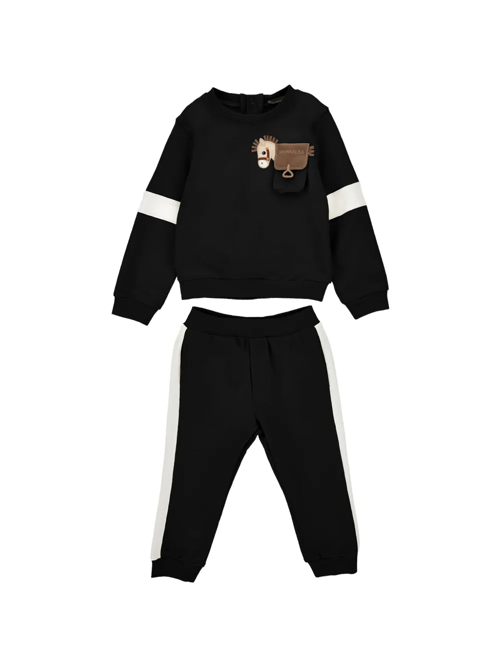 Monnalisa horse-motif tracksuit Zwart