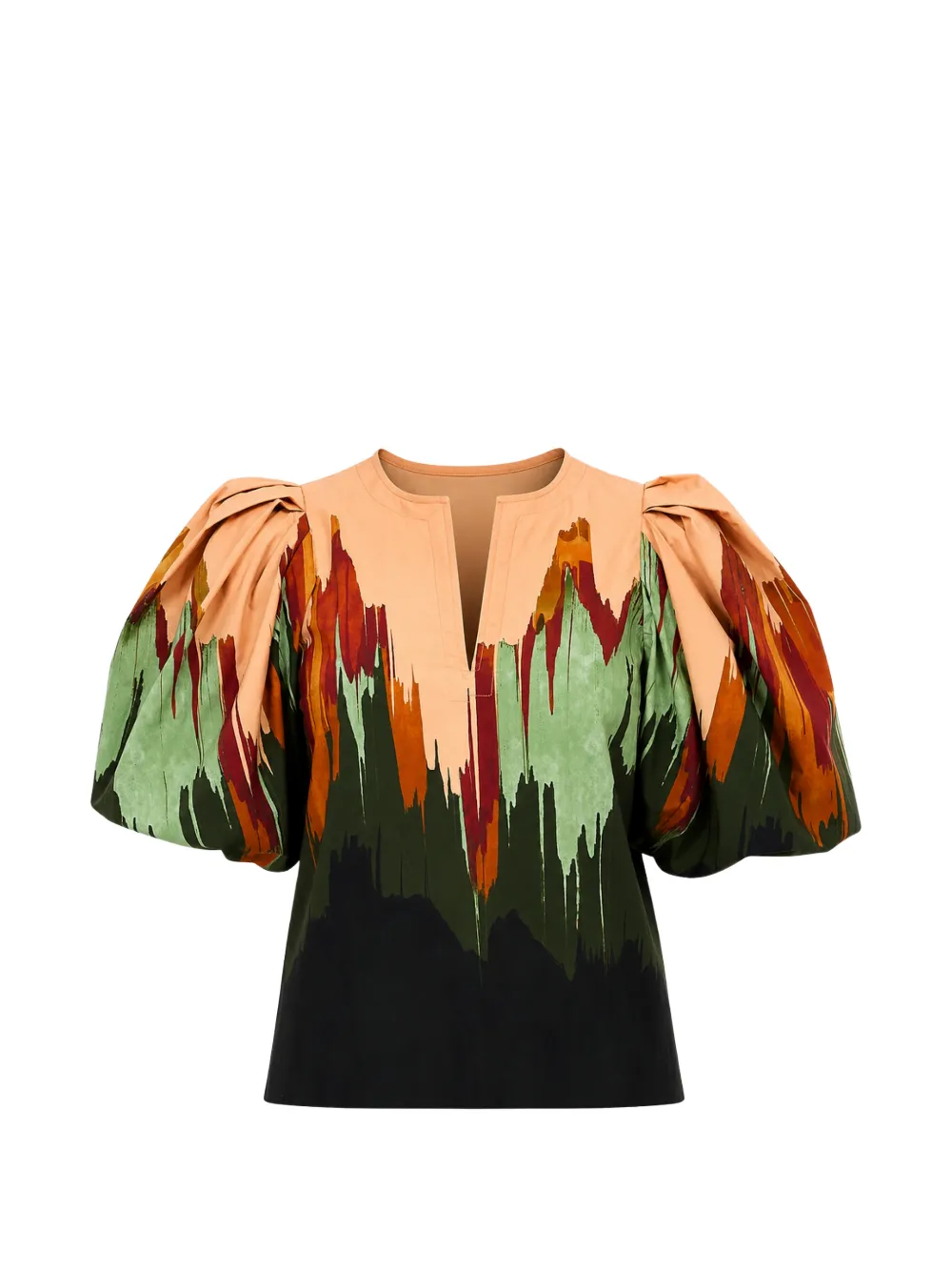 Ulla Johnson abstract-print puff-sleeve top Zwart