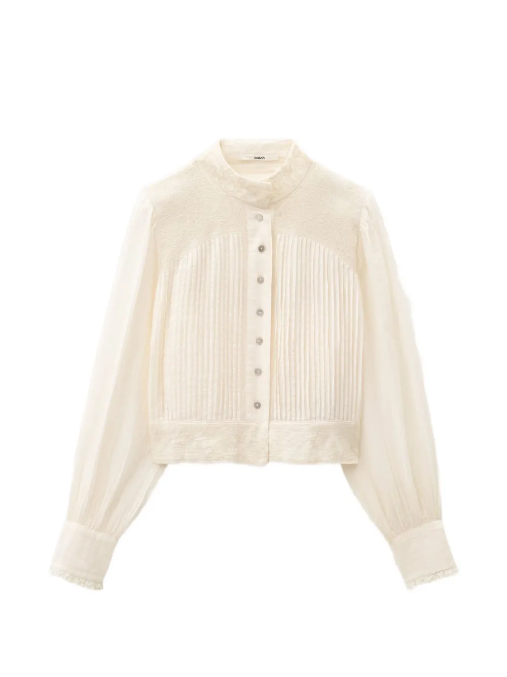 Ba&Sh Tavia pleated-embroidered blouse Beige