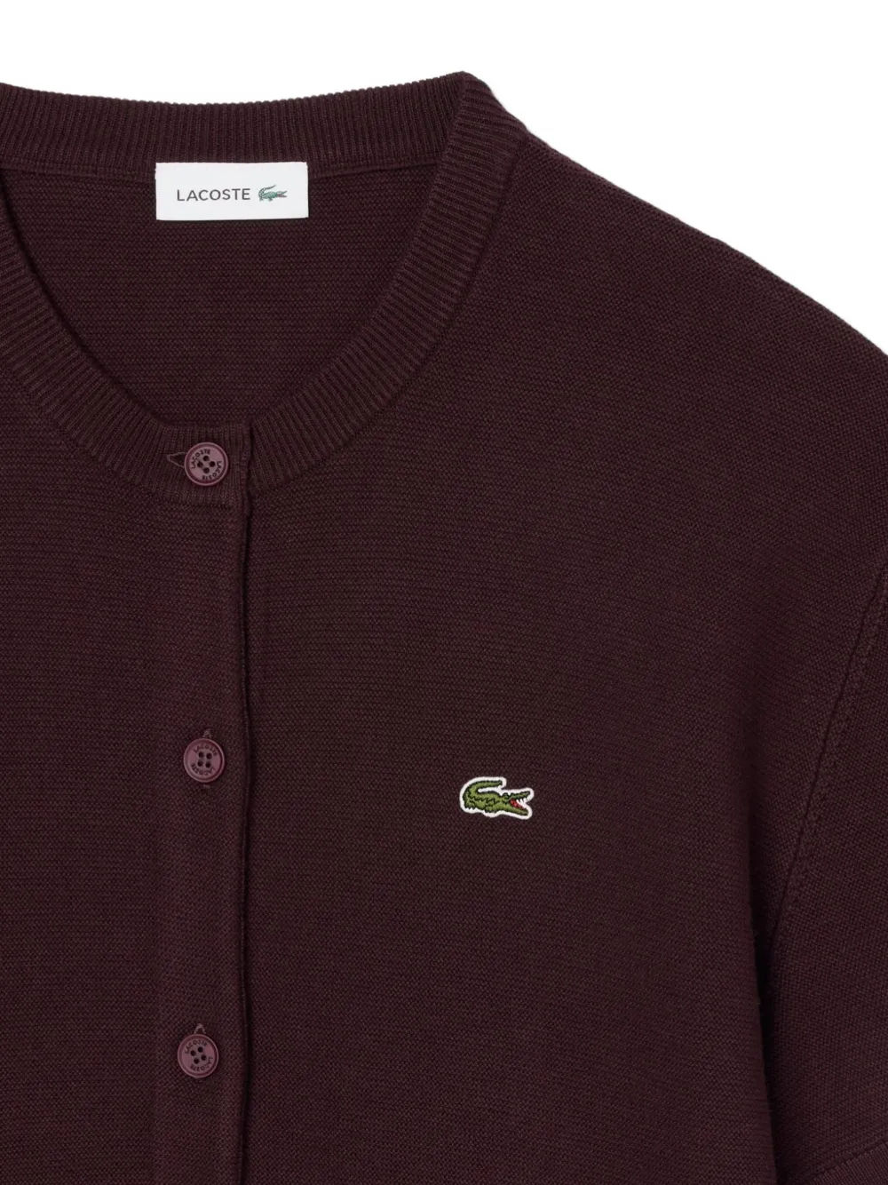 Lacoste cotton and wool blend moss stitch cardigan Rood