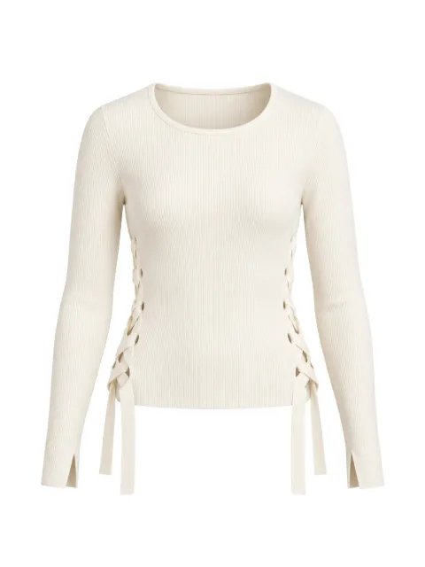 Gaëlle Paris lace-up ribbed-knit sweater