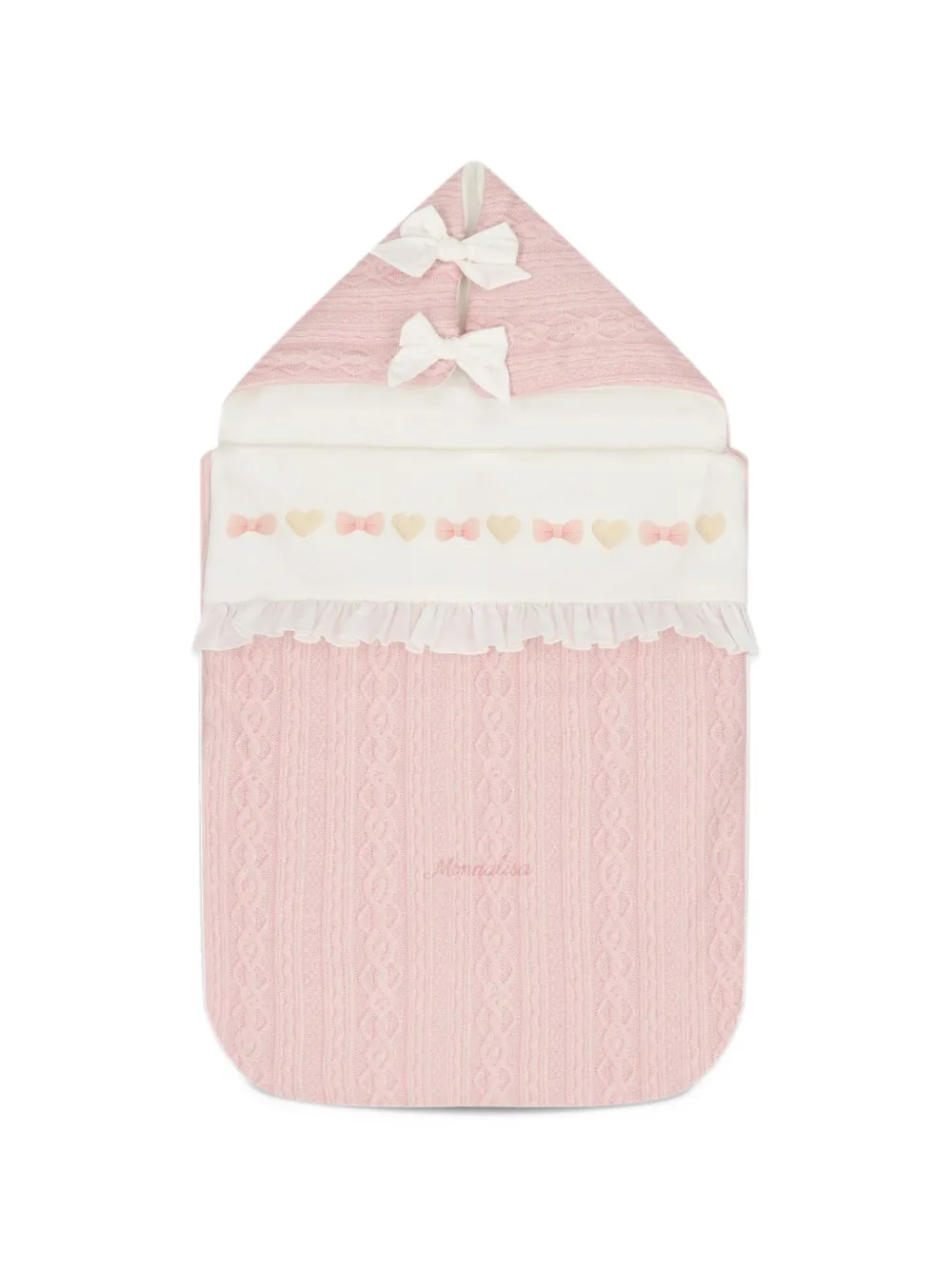 Monnalisa cable-knit ruffled baby nest - Rosa