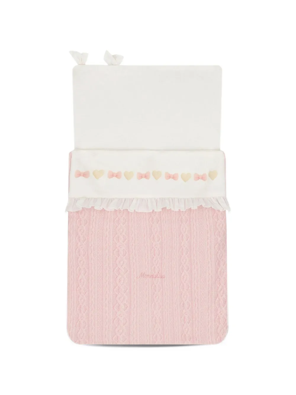 Monnalisa cable-knit ruffled baby nest Roze