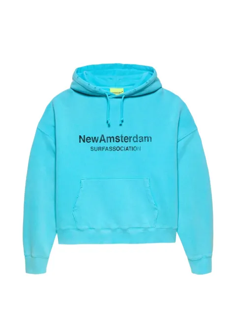 NEW AMSTERDAM logo-print distressed hoodie