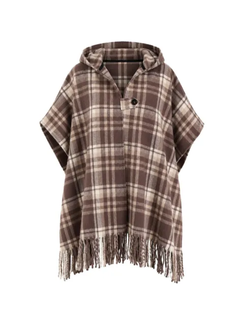 Pennyblack check fringe-trim poncho