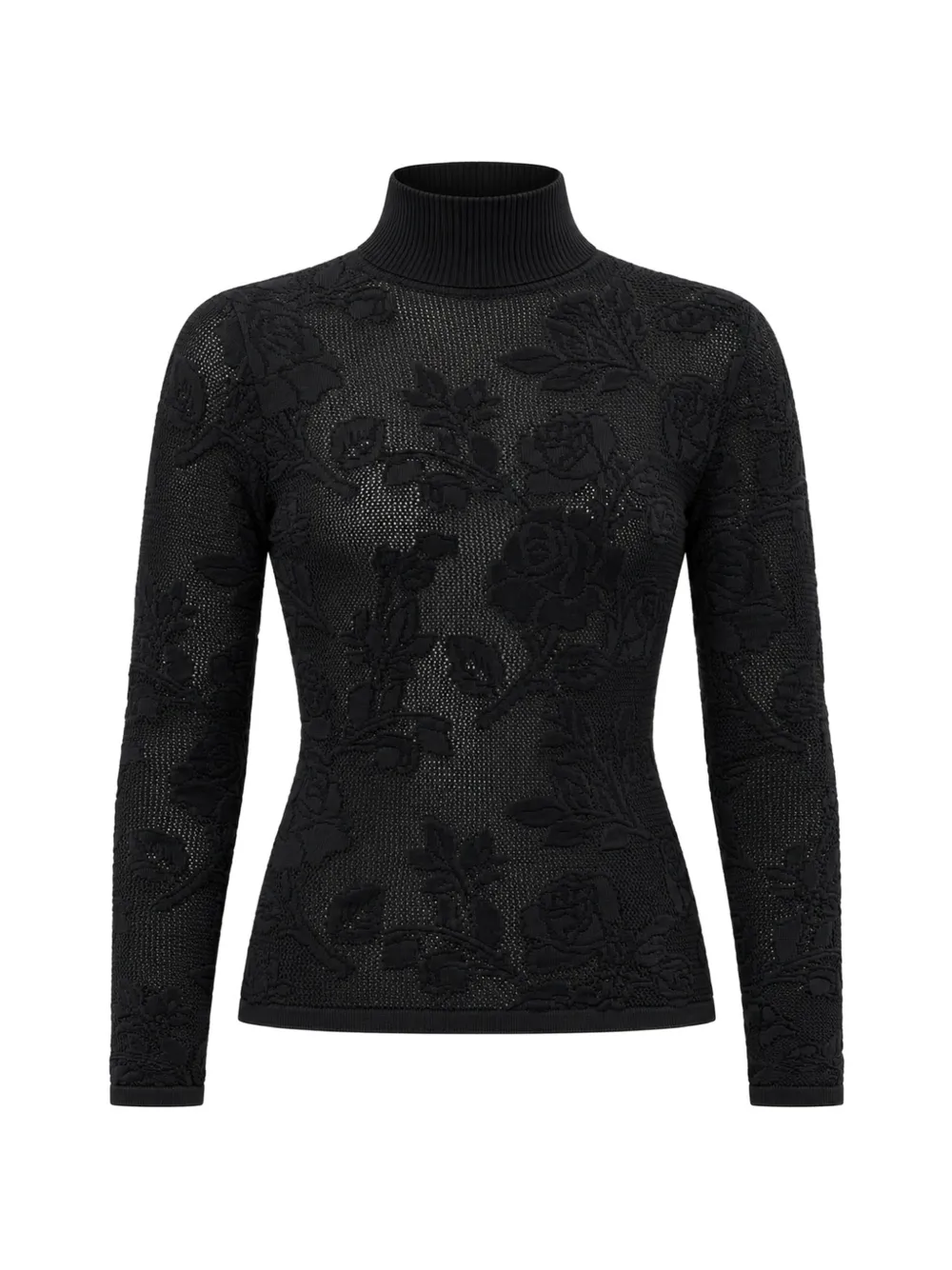 Elie Saab floral-jacquard knit top Zwart