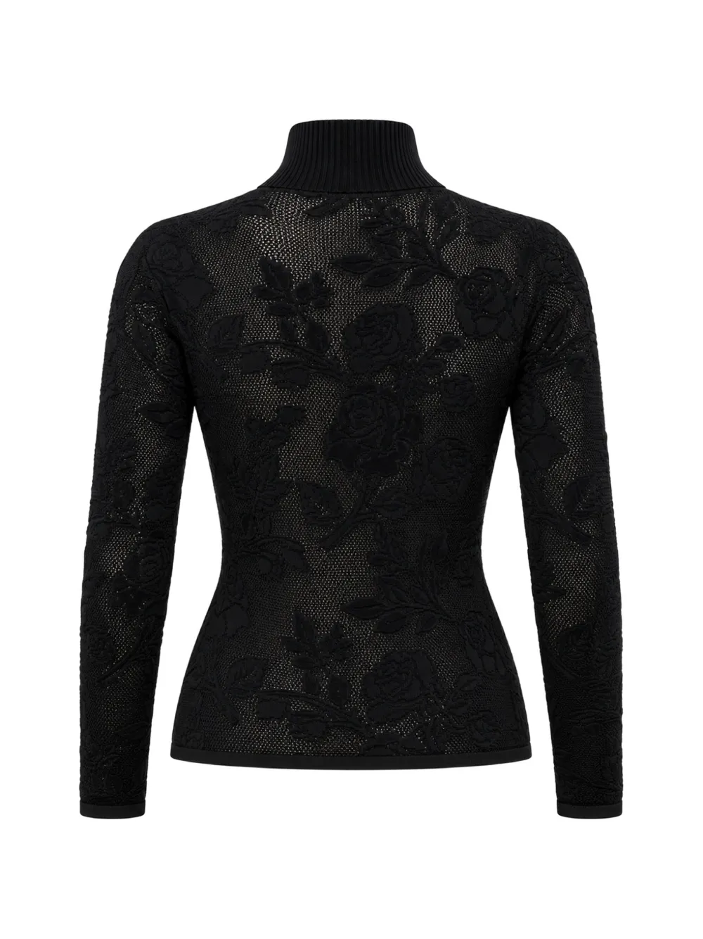 Elie Saab floral-jacquard knit top Zwart