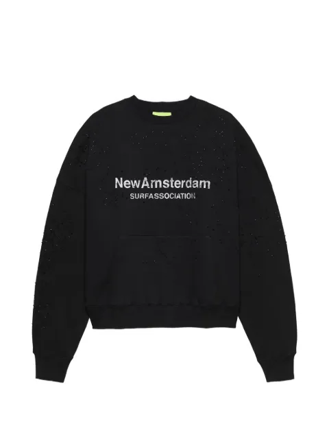 NEW AMSTERDAM logo-print distressed sweater