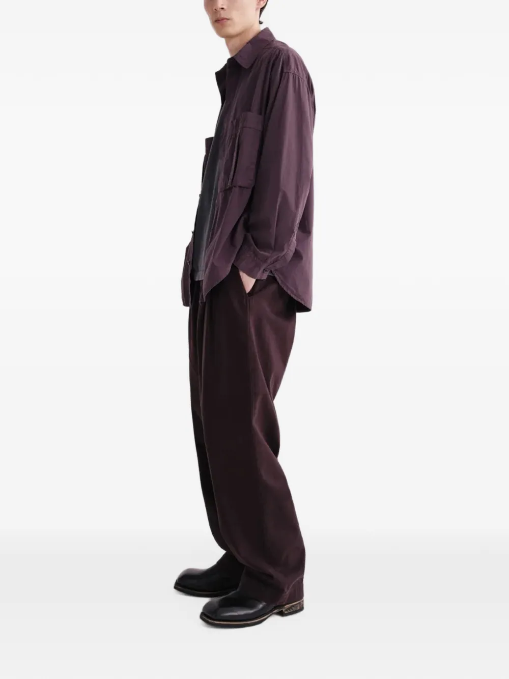 AGOLDE Slater pleated cotton trousers Paars