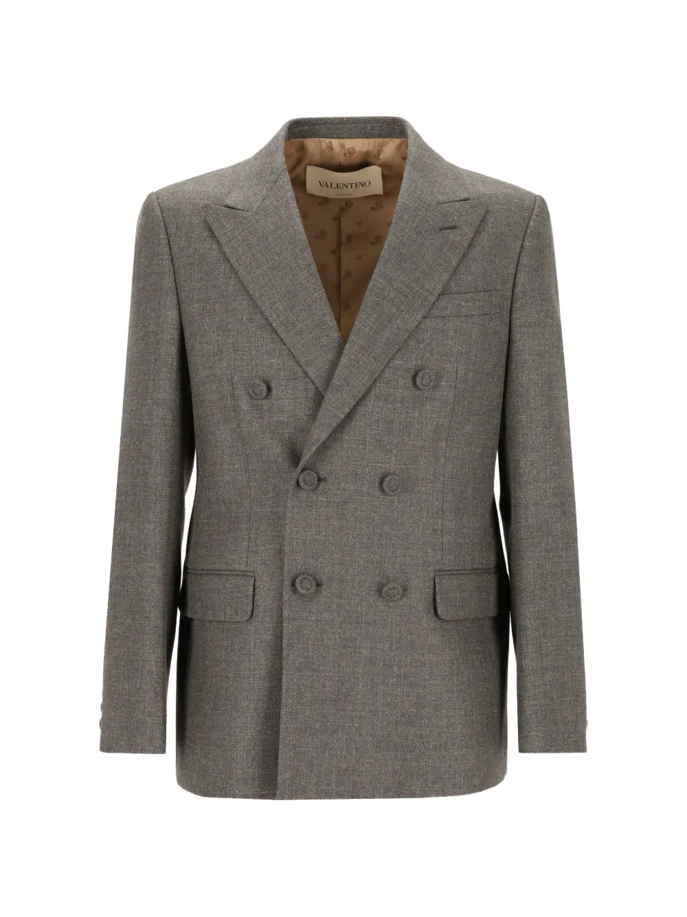 Valentino Garavani double-breasted jacket in mouliné wool Grijs