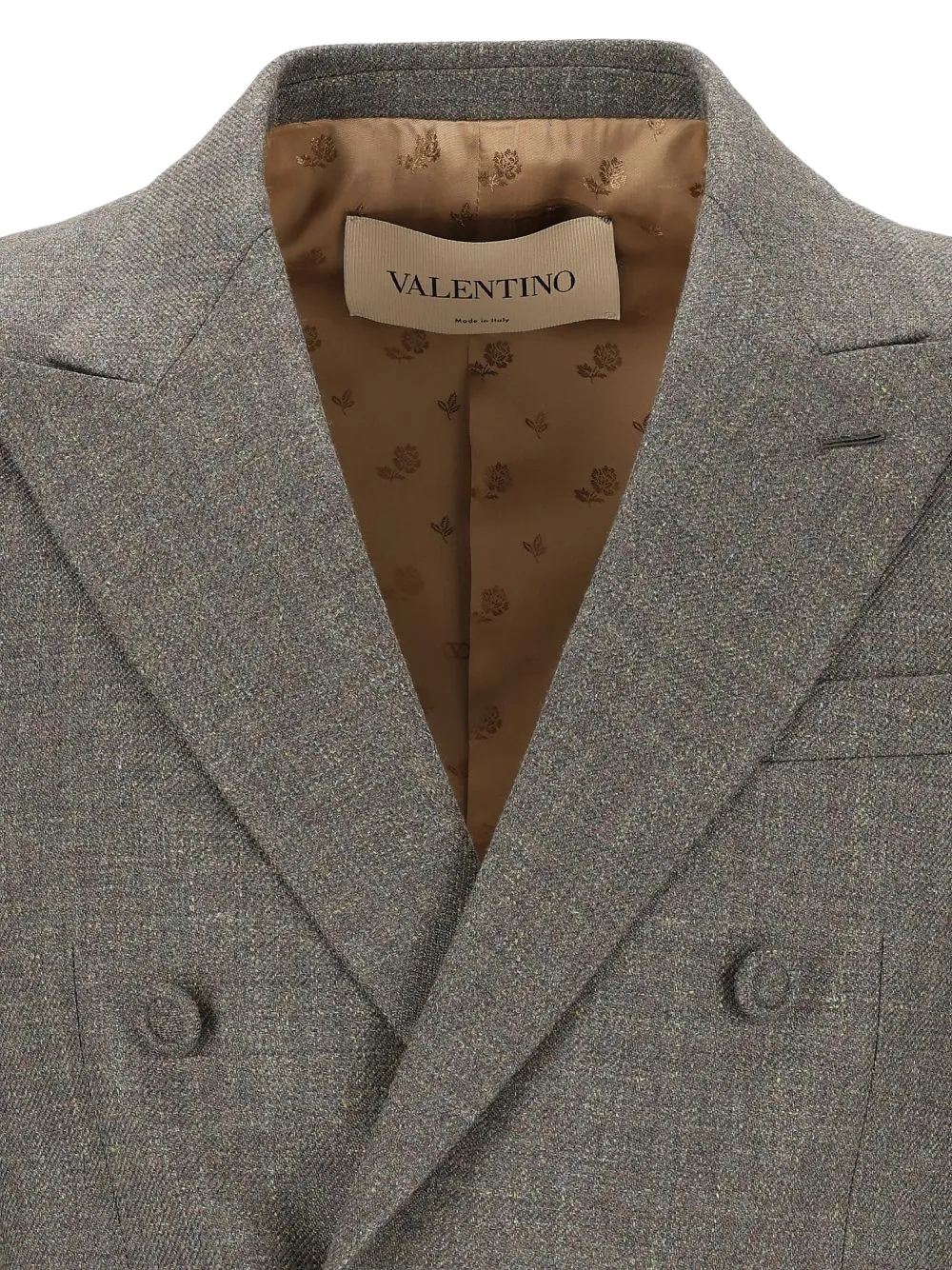 Valentino Garavani double-breasted jacket in mouliné wool Grijs