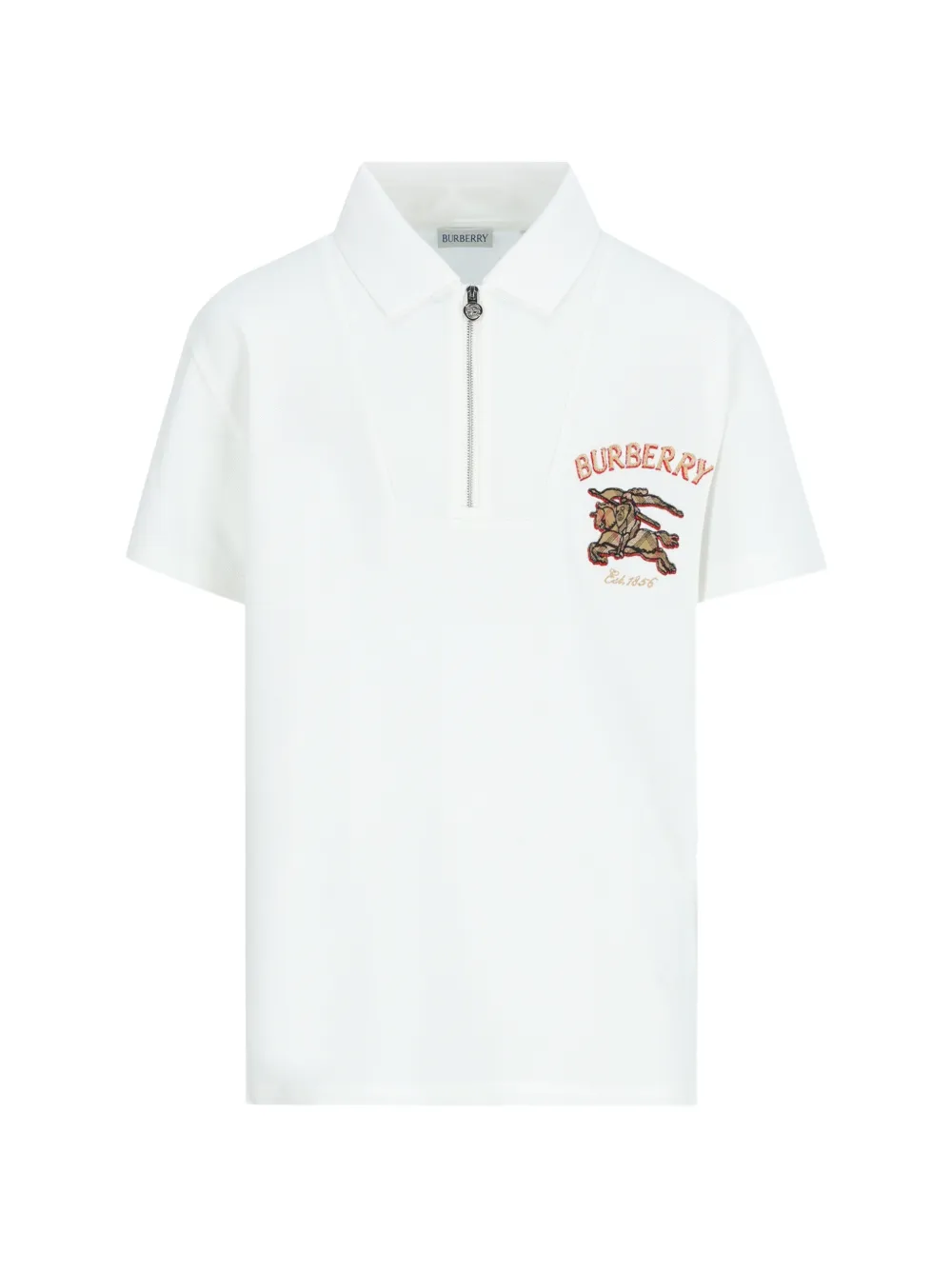 Burberry Kids logo-embroidered zip-neck polo shirt - Bianco