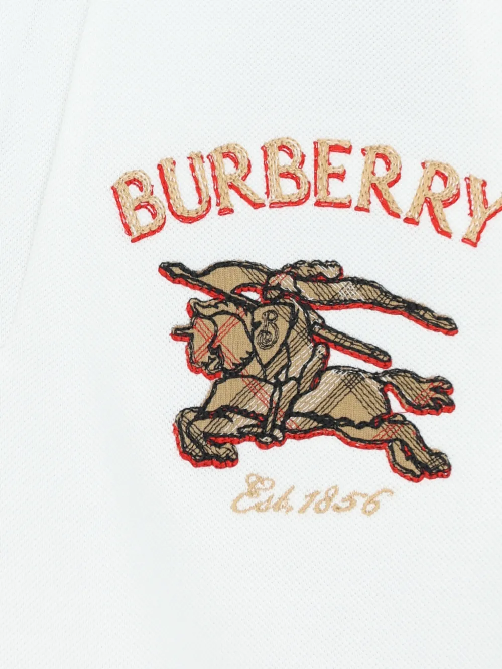 Burberry Kids logo-embroidered zip-neck polo shirt Wit