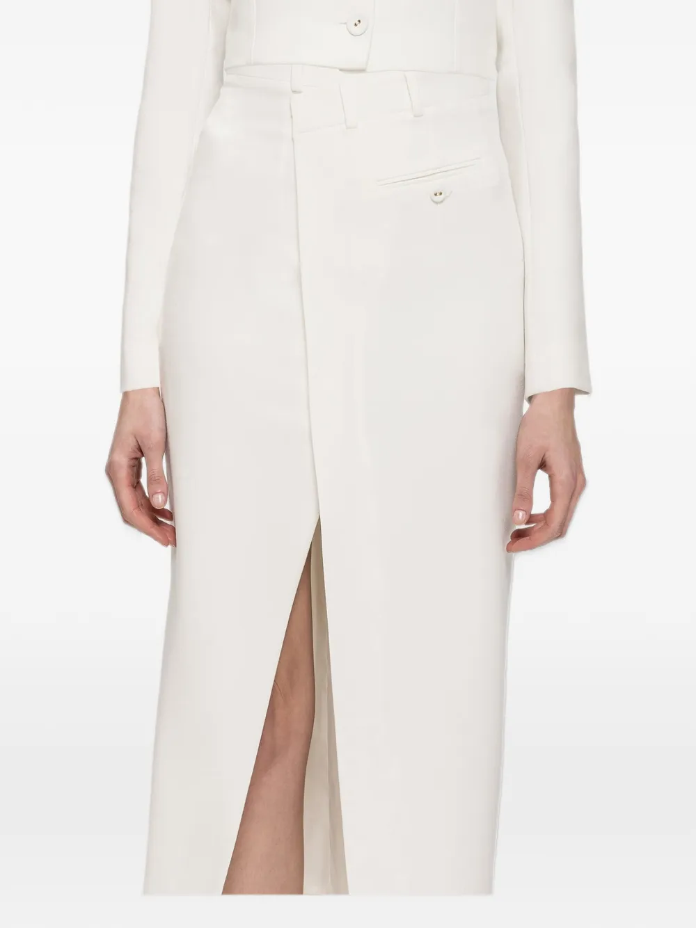 NISSA tailored front-slit skirt - Bianco