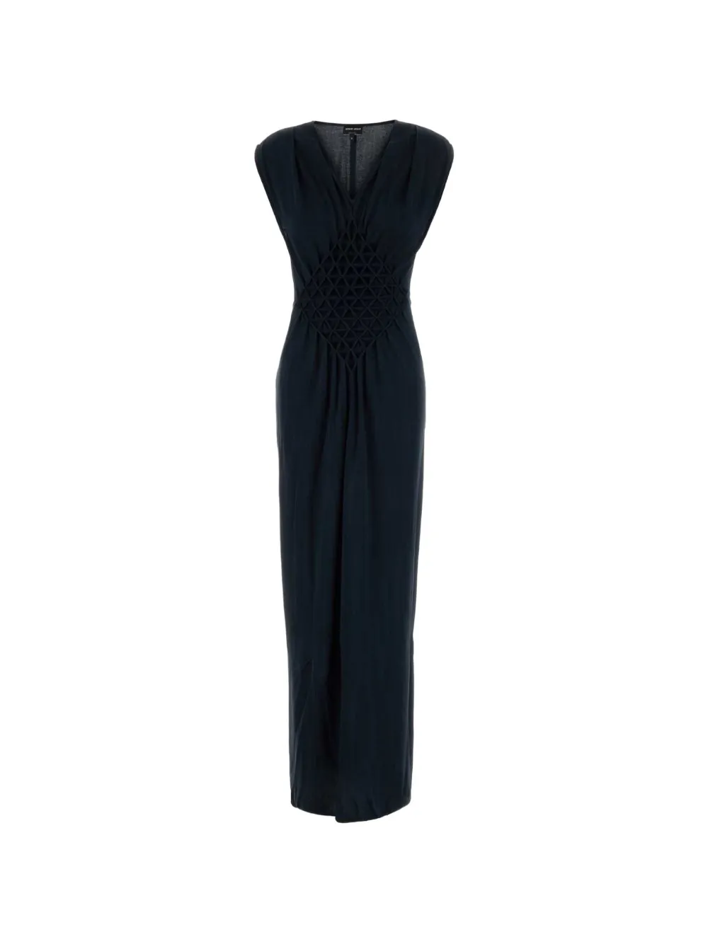 Giorgio Armani lattice-waist V-neck maxi dress - Blue