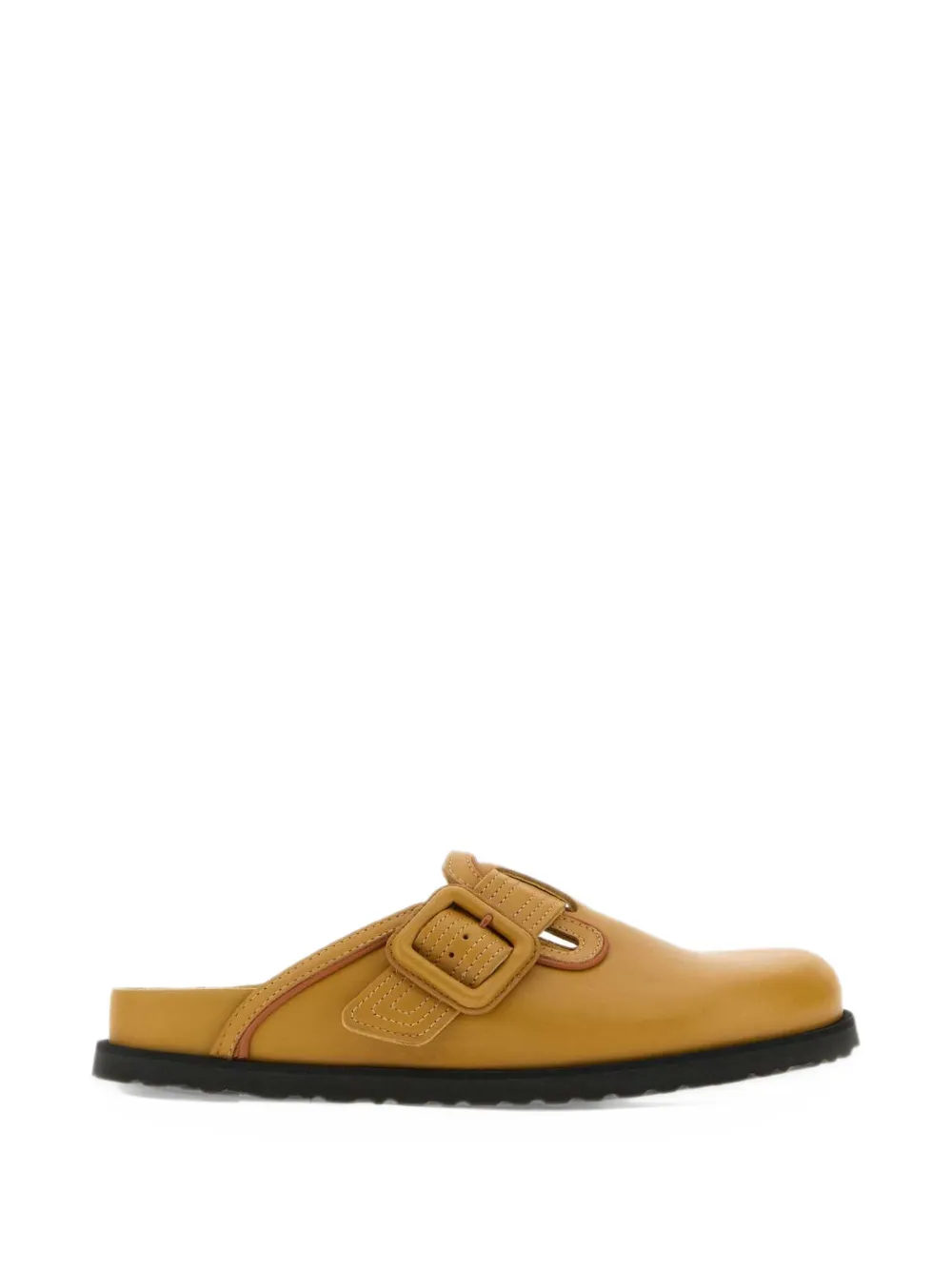 Birkenstock Boston buckle exquisite mustard brown nappa leather mules - Marrone