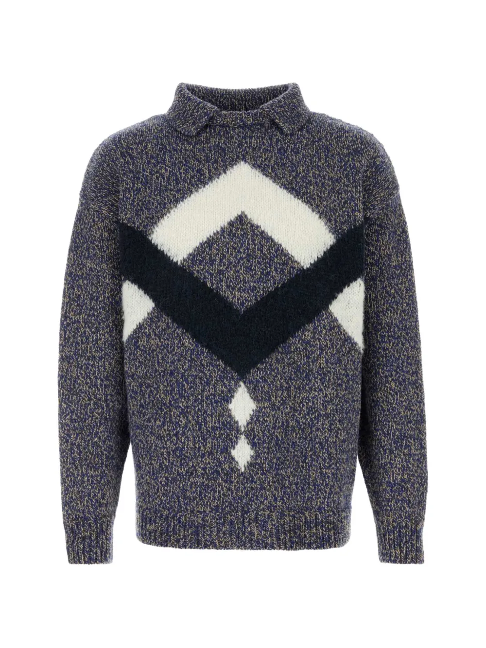 Giorgio Armani geometric-pattern high-neck sweater Blauw