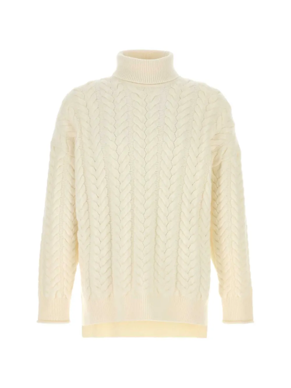 Giorgio Armani cable-knit roll-neck sweater Beige