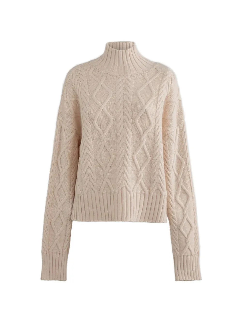 Gaëlle Paris Kabelgebreide trui met hoge hals Beige