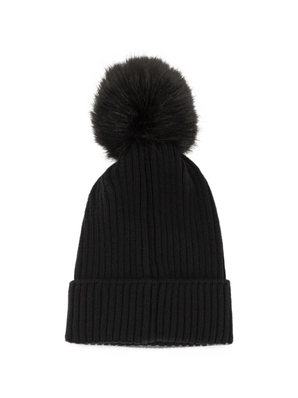 Moncler Enfant pompom-embellished ribbed beanie hat Zwart