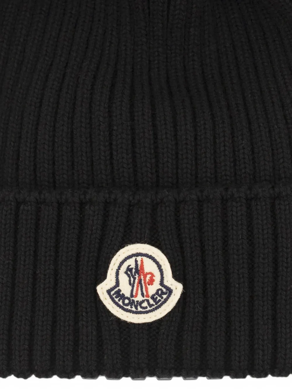 Moncler Enfant pompom-embellished ribbed beanie hat Zwart