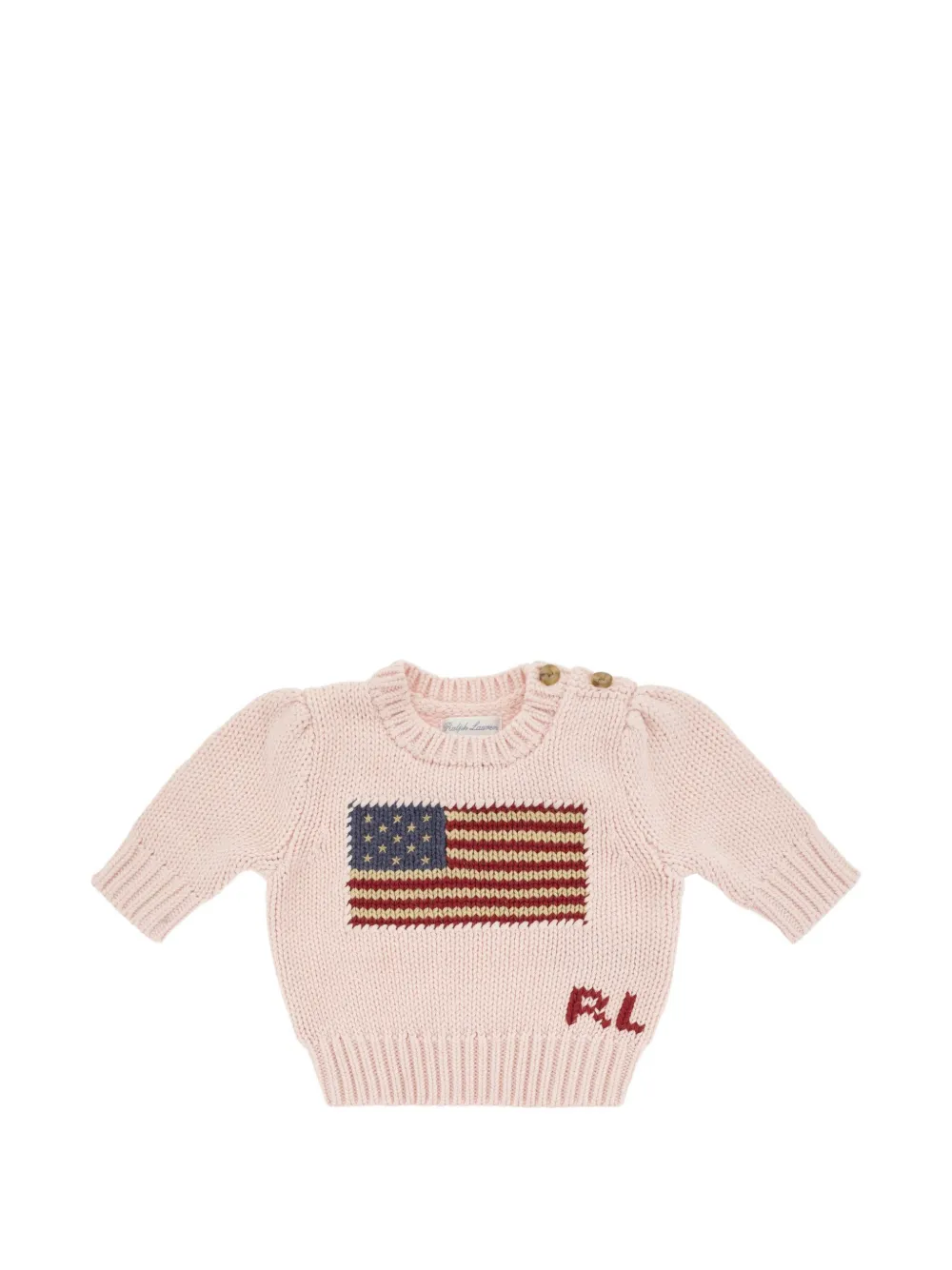 POLO RALPH LAUREN KIDS flag-intarsia knitted sweater Roze