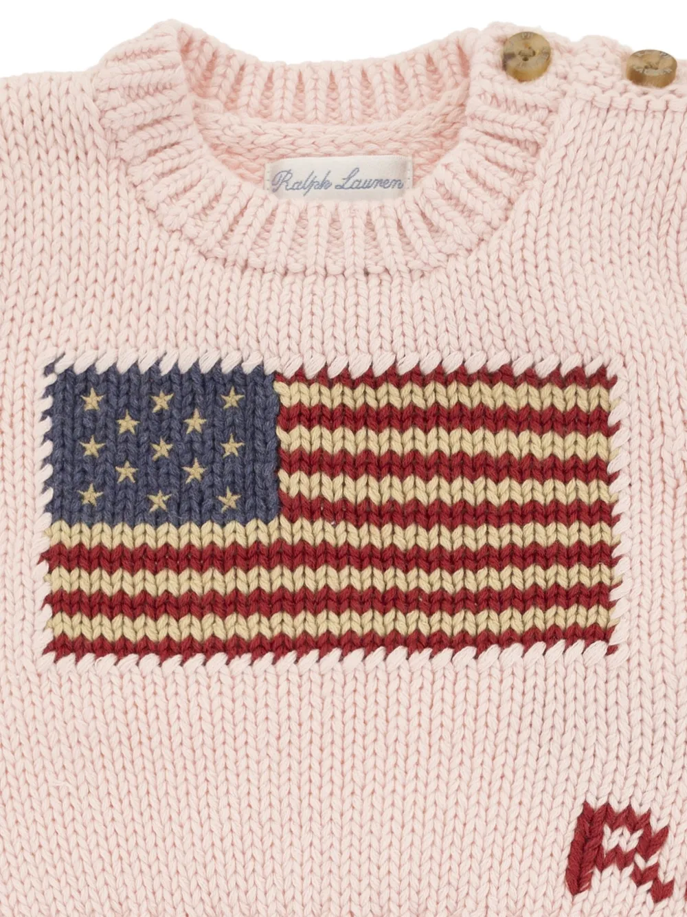 POLO RALPH LAUREN KIDS flag-intarsia knitted sweater Roze