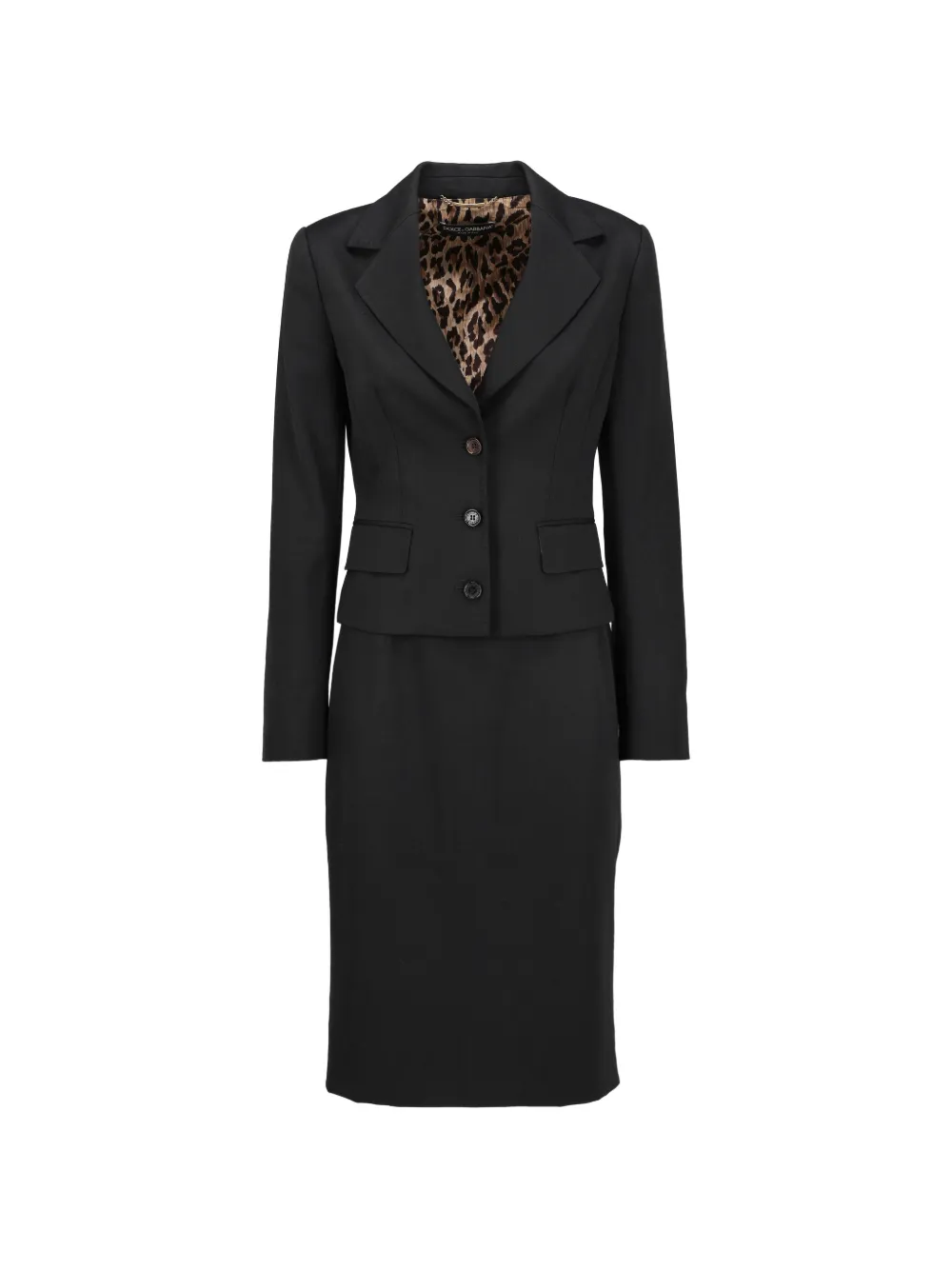 Dolce & Gabbana Pre-Owned notched-lapels leopard-print lining skirt suit - Nero