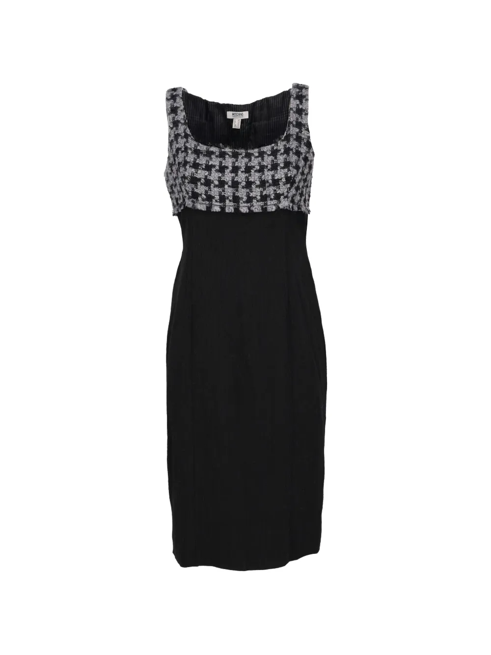 Moschino Pre-Owned houndstooth-panel sleeveless midi dress - Nero