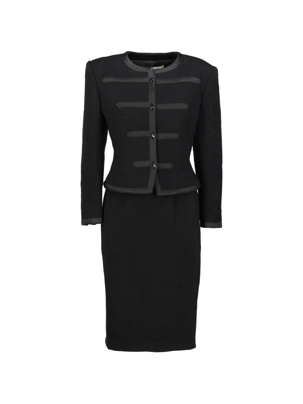 Guy Laroche Pre-Owned frogging-detail midi skirt suit - Nero
