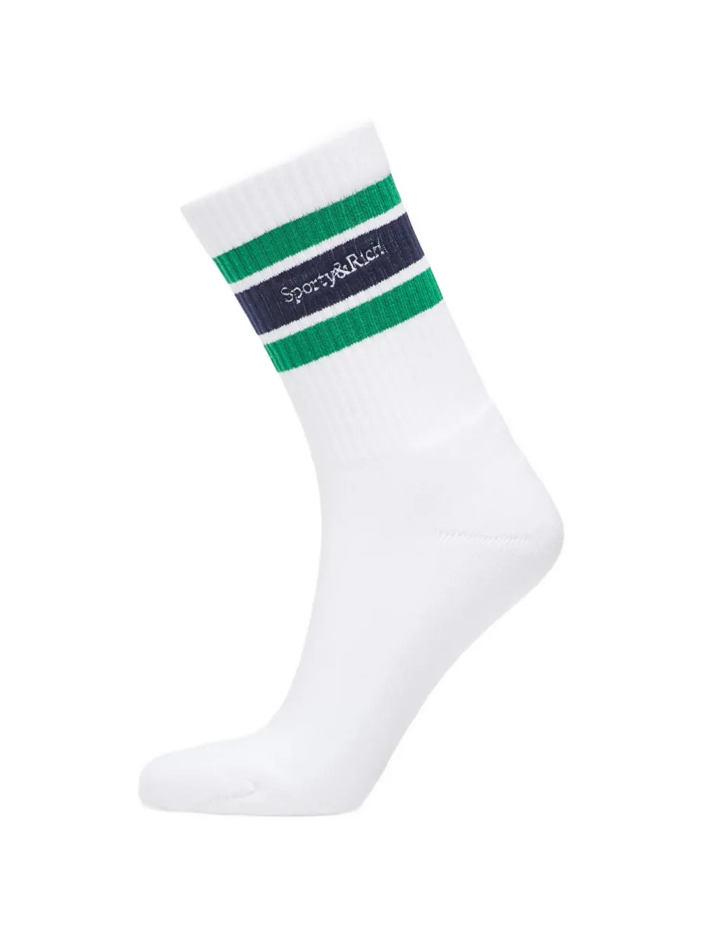 Sporty & Rich Calzini Serif a righe con logo - Bianco