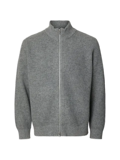 SELECTED zip-fastening ribbed-knit cardigan
