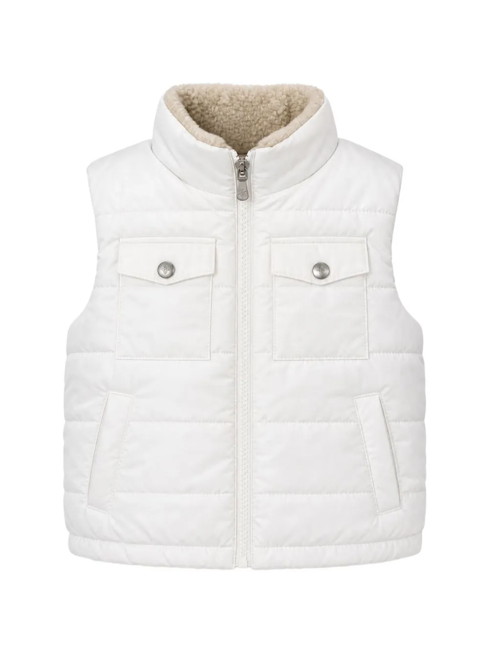 Eleventy Kids quilted shearling-trim gilet Wit