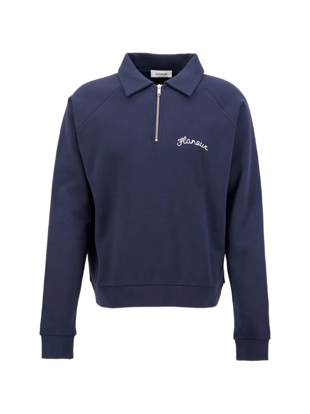 FLÂNEUR logo-embroidered quarter-zip polo shirt - Blu