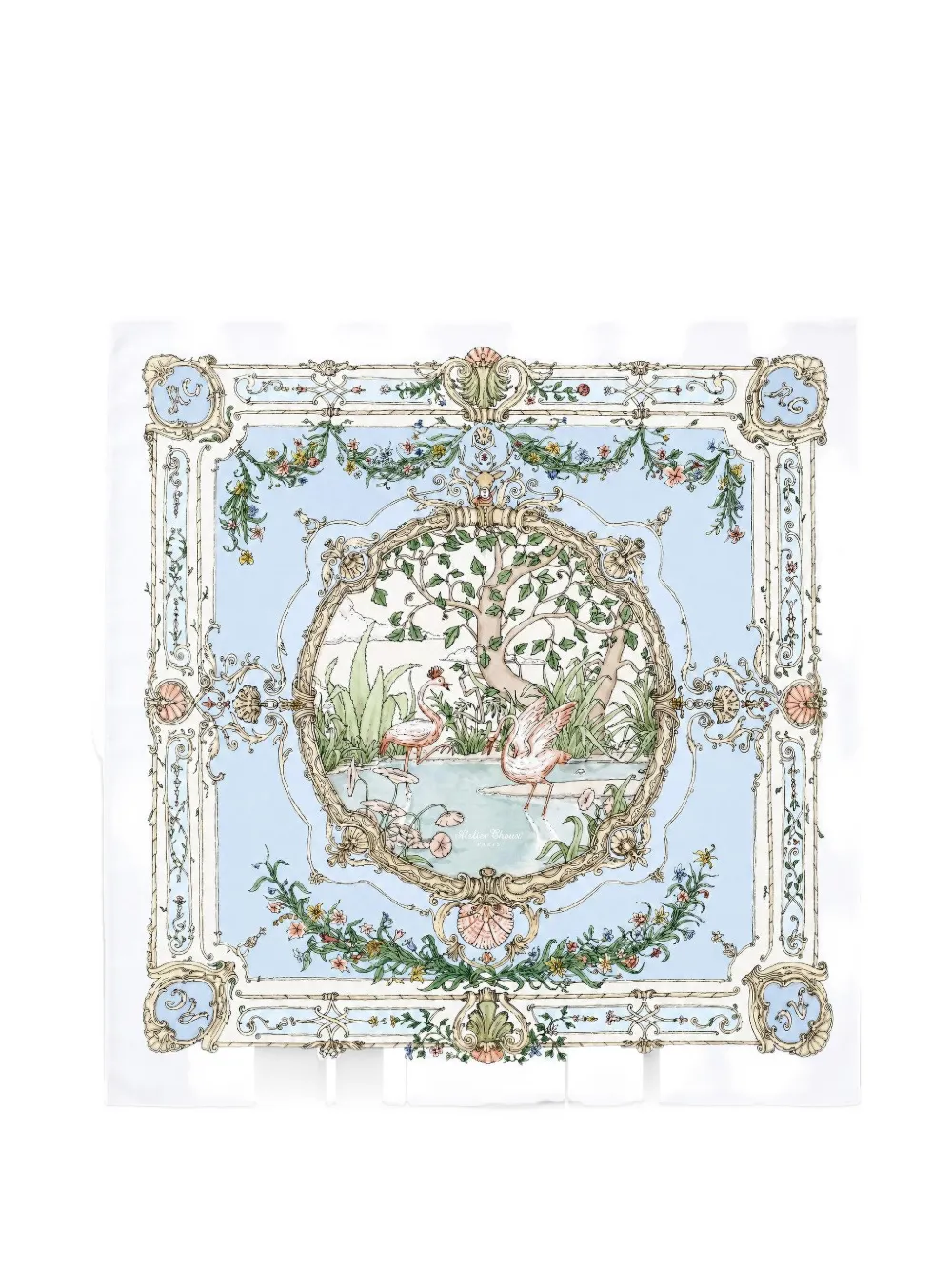 Atelier Choux flamingo-print blanket - Blu