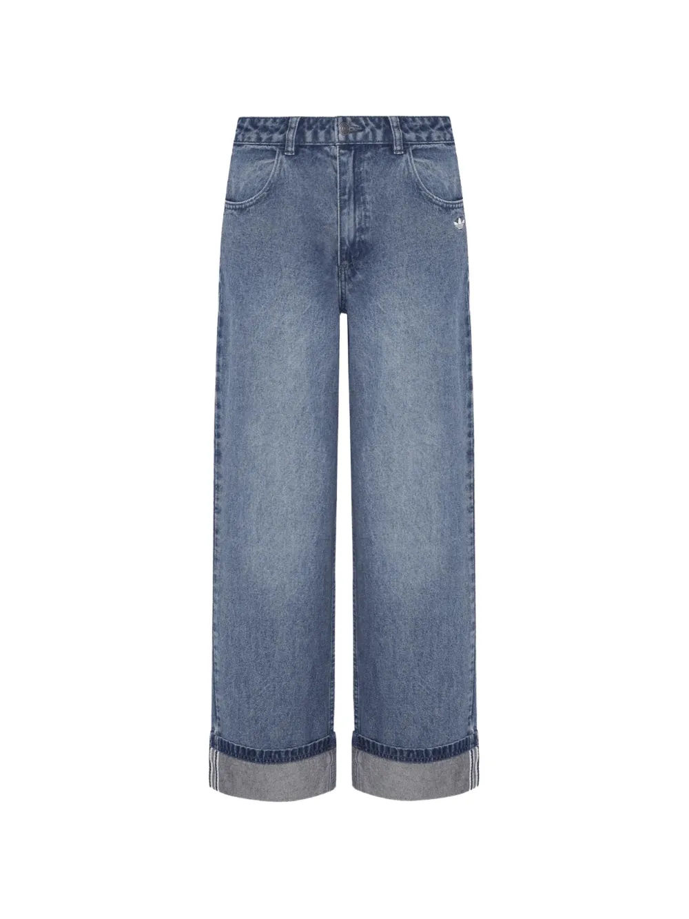 Song For The Mute x Adidas Adi008 logo-embroidered turn-up jeans - Blu