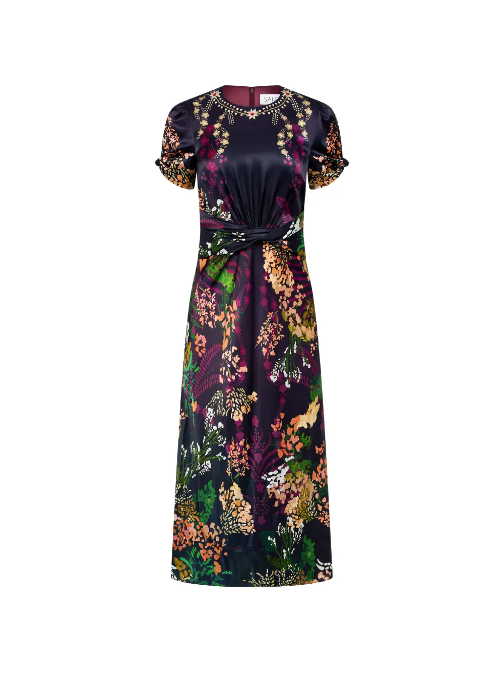 Saloni robe mi-longue Gwen C à fleurs - Violet