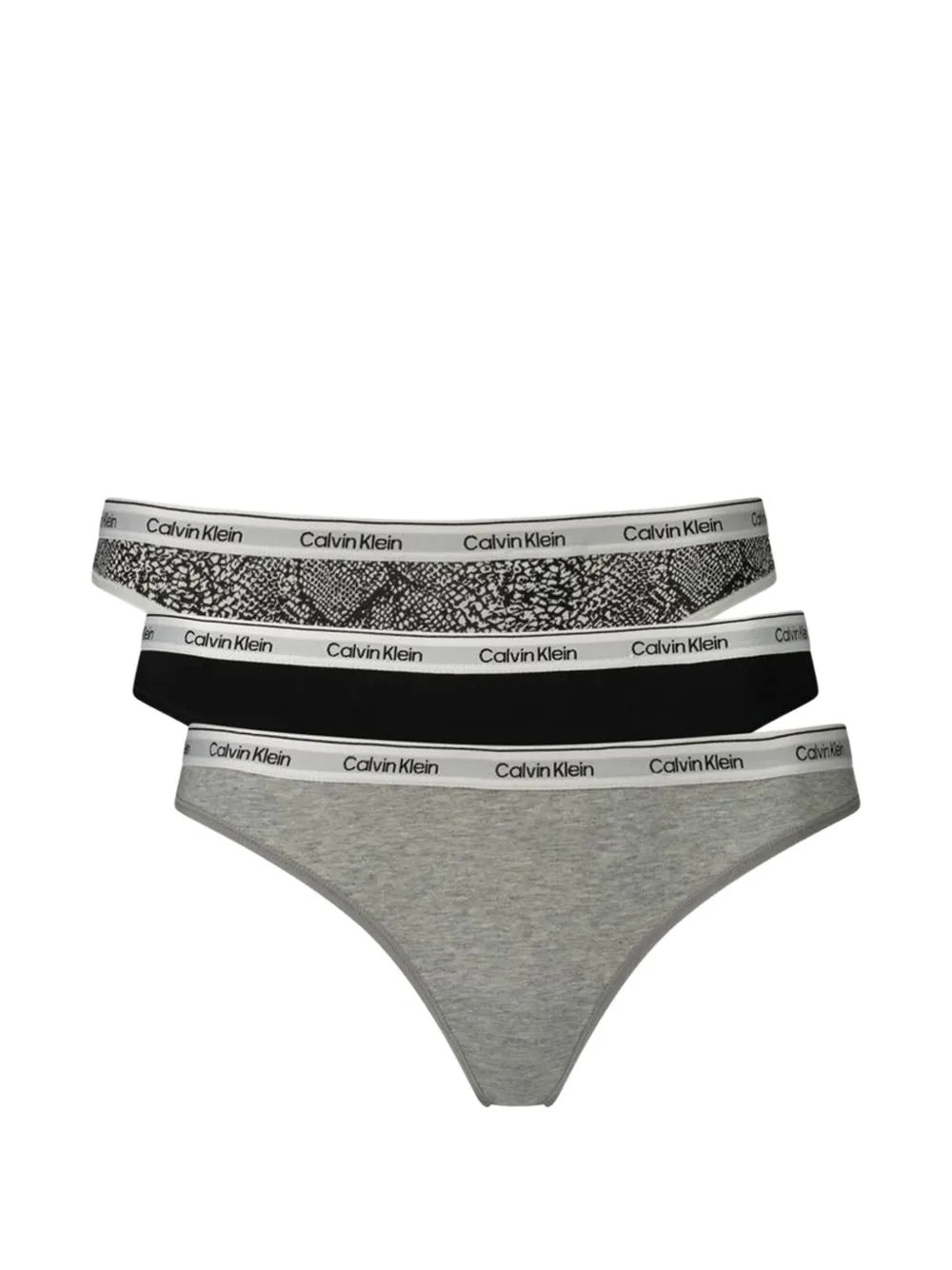 Calvin Klein Underwear logo-waistband cotton low thongs (set of three) - Grigio
