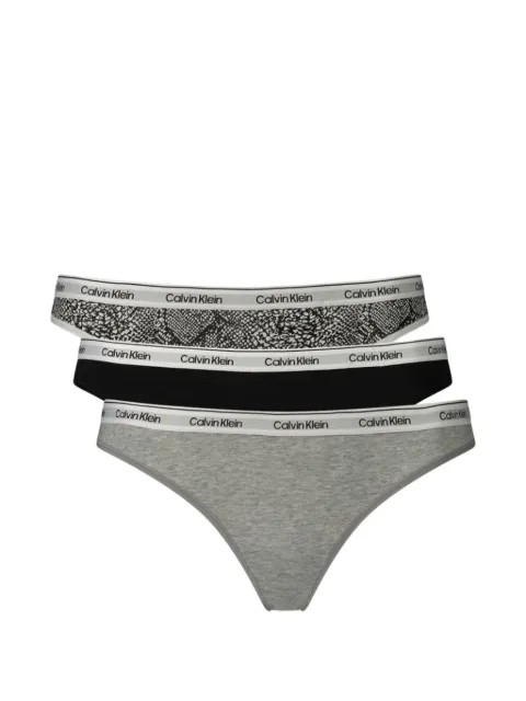 Calvin Klein Underwear logo-waistband cotton low thongs (set of three)