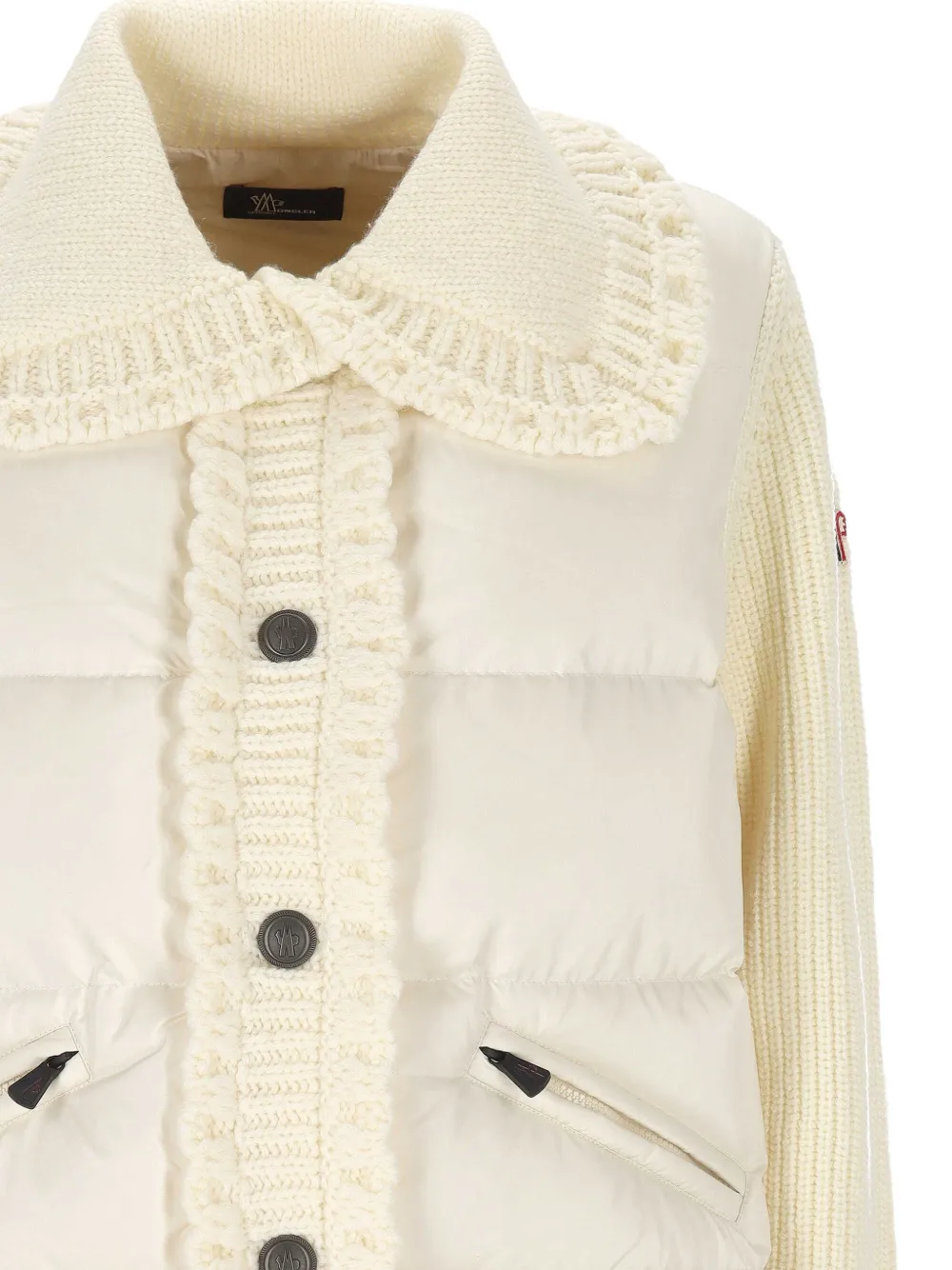 Moncler Grenoble quilted panelled sweater Beige