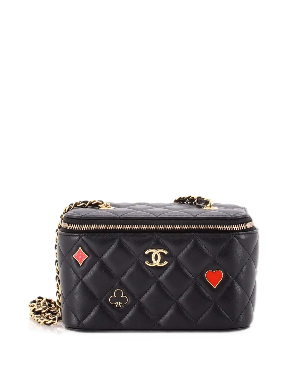 CHANEL Pre-Owned Coco Casino Vanity Case with Chain Quilted Lambskin Small pouch - Nero
