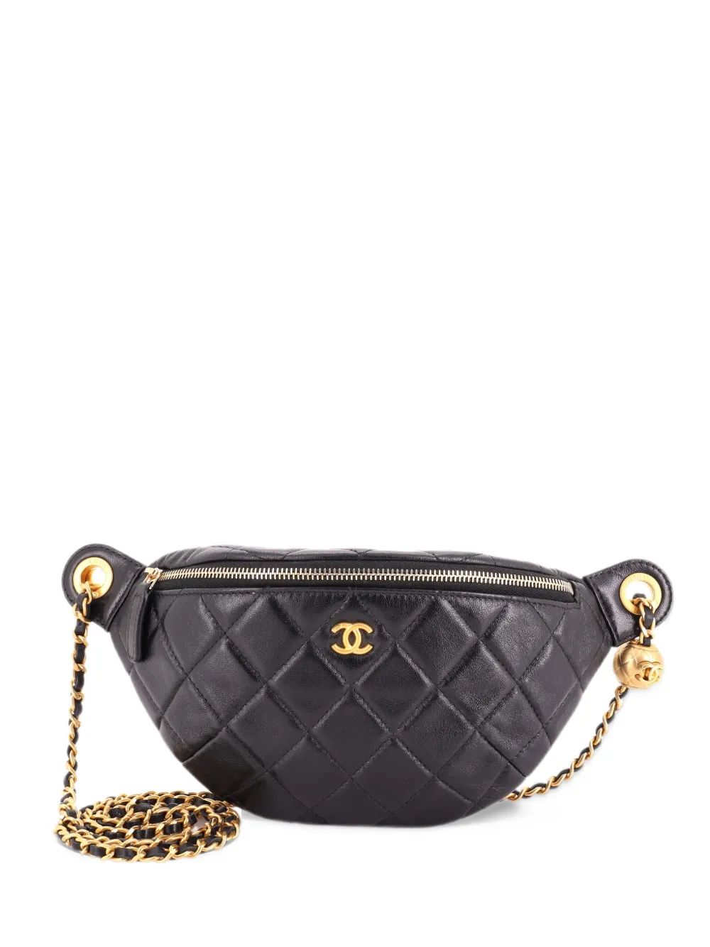 CHANEL Pre-Owned Pearl Crush Waist Bag Quilted Lambskin belt bag - Nero